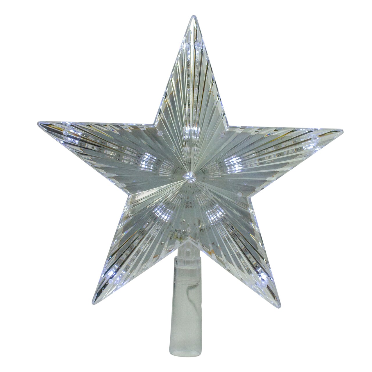 Hofert 9.5" Lighted Clear Twinkling 5-Point Star Christmas Tree Topper - Clear White LED Lights